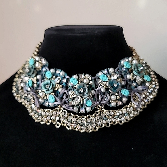 New Vintage! BETSEY JOHNSON Teal Patina Pirate Skulls Roses